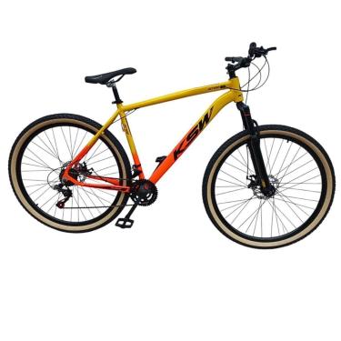 Imagem de Bicicleta Ksw Xlt Aro 29 24v Freios Mecanicos Profissional Pneu Faixa Amarelo-Unissex