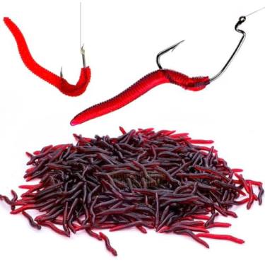 Imagem de 100 unidades minhoca Artificial para Pesca, Isca de Silicone, Acessório para Pescaria