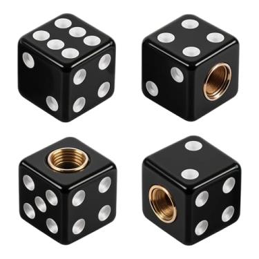 Imagem de 4 peças de tampas de haste de válvula de pneu de dados universais capas de haste de válvula de pneu à prova de poeira tampa de válvulas de ar à prova d'água hermética pneus de roda de carro tampas de