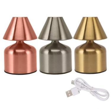 Imagem de Mini Luminária de Mesa Sortida Metal USB Portátil Abajur Bronze Prata 