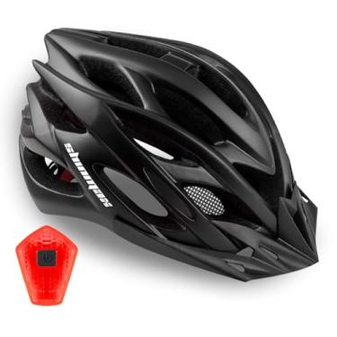 Imagem de Capacete de bicicleta Shinmax, capacete de bicicleta CPSCCE, tamanho ajustável certificado, ultraleve, para adultos, capacete de ciclismo com luz de viseira e traseira e mochila portátil especializada para homens e mulheres SM-UHD, Preto