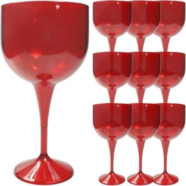 Imagem de 30 Taça Acrílico Gin Tônica Drink 500ml vermelha translúcida - JLK PLA