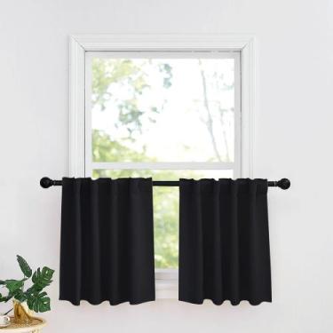 Imagem de Cortinas de janela RYB HOME Blackout 34x60cm 2 painéis pretos