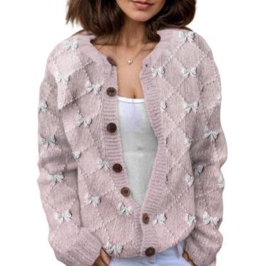 Imagem de Suéter de malha feminino Akivide com estampa floral de outono