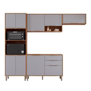 Imagem de Kit Armário Cozinha Completa áurea 270cm 9 Portas Com Balcão Cinamomo-Platina