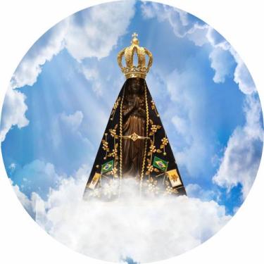Imagem de Painel de Tecido Sublimado Redondo Nossa Senhora Aparecida Nuvens c/ E