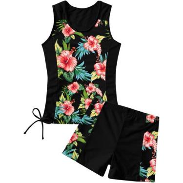 Imagem de Maiô RAISEVERN Girls Tankini, 2 peças, havaiano, tamanho 10