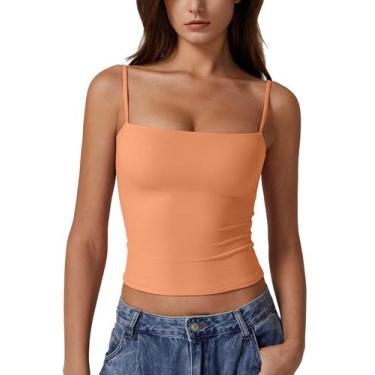 Imagem de Camiseta regata feminina QINSEN amarela âmbar com forro duplo Sexy XS