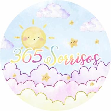 Imagem de Painel de Lona Redondo 365 Sorrisos Aquarela Sol e  Estrelas Cute - Fa