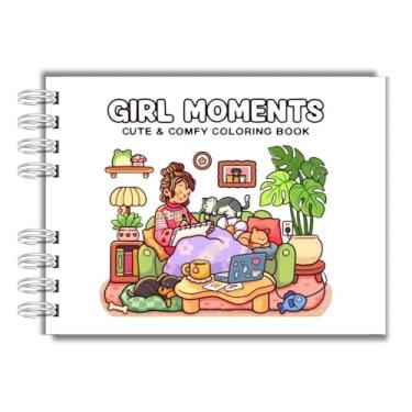 Imagem de Livro de Colorir Girl Moments Cor Branco | Capa Dura A5, 43 Páginas 180g, Papelaria Criativa para Relaxar, Presente para Crianças, Adultos e Jovens Caderno de Colorir (Branco)