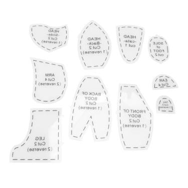 Imagem de aqxreight Régua de Modelo de Urso de Memória 10 Peças Padrão de Costura Acrílico Conjunto para Fabricação de Bonecas Com Modelos de Corte Fácil para Costurar (Grande (15 polegadas))