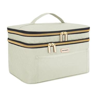 Imagem de Bolsa de maquiagem BAFAMYE Double Layer 8.8L para viagens femininas be
