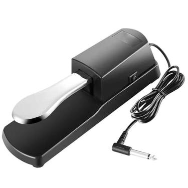 Imagem de TenYua Pedal de sustentação, pedal de piano universal com interruptor de polaridade 1/10.2 cm (6,35 mm) plugue de entrada para piano digital/teclado eletrônico MIDI e sintetizador