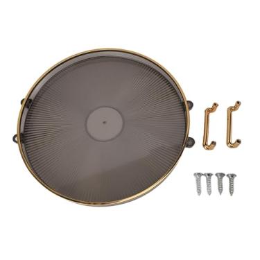 Imagem de Bandeja de Serviço Redondo Elegante Com Uso de Ouro e Versátil para Frutas e lanches: Festas e Eventos Elegantes, PS Livian (Fumaça cinza)