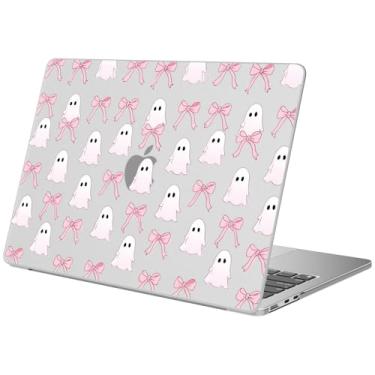 Imagem de BlHMCASE Compatível com MacBook Air 38.1 cm 2025 2024 2023 versão M3 A3114 M2 A2941, linda capa protetora de Halloween Ghost Pink Bow Matte Cover para Mac Air 15