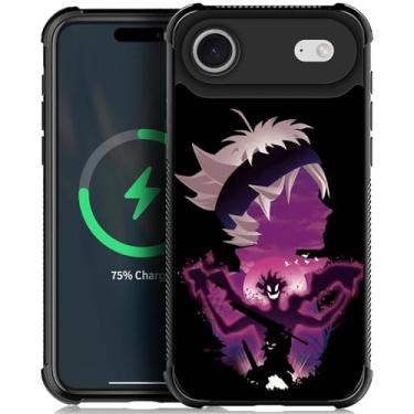 Imagem de CARLOCA Capa para iPhone 17 Air, compatível com Magsafe, para meninas e meninos, à prova de choque, proteção de silicone macio, carregamento magnético, padrão moderno, roxo, rosto de anime