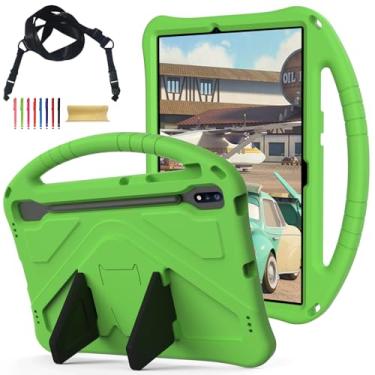Imagem de Capa infantil para Samsung Galaxy Tab S10+ Plus/S9 FE+ Plus/S9+/S8+/S7+/S7 FE 31,5 cm, capa leve com alça de suporte, à prova de choque, com alça de ombro adequada para crianças para meninas e
