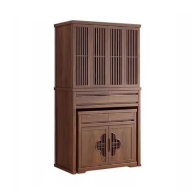 Imagem de Mesa do Altar do Santuário Novo armário de nicho Buda combinado em estilo chinês, nogueira preta com porta dobrável, homenagem a incenso