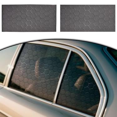 Imagem de XhuangTech 2 peças adesivos de decalque de favo de mel para janela traseira, adesivo de vinil de vidro fosco pré-cortado de 90 x 45 cm, adesivo de vinil de vidro para janela traseira universal para