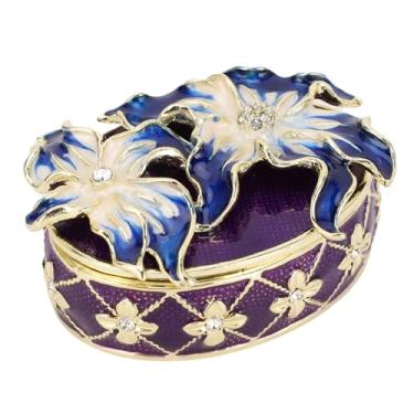 Imagem de GLOGLOW Caixa Decorativa de Armazenamento de Joias de Buginket, Caixa Decorativa de Esmalte para Colares de Colares e Anéis, Design de Orquídea Pequena para Mulheres e Meninas Presentes