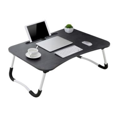 Imagem de Mesa Para Notebook Portátil Dobrável Articulada em Mdf Suporte para Laptop Cama Estudo Porta Tablet(PRETO)