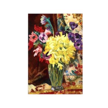 Imagem de Flores Pintura em tela Famosa Pintura Reprodução-Quadros para sala de estar-Vaso anêmonas-Pôster e impressões 20x30cm Sem Moldura