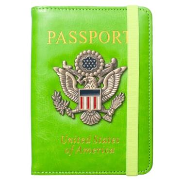 Imagem de Coowayze Carteira para passaporte para mulheres e homens, capa para passaporte com bloqueio RFID, organizador de passaporte de couro impermeável com compartimento para cartão de vacina