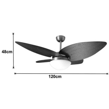 Imagem de Ventilador Teto Preto Vidro Fechado 4 Pás Big