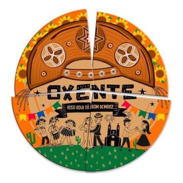 Imagem de Painel Decorativo Redondo Festa Junina Sertão 4 Partes 90Cm