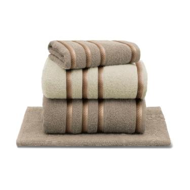 Imagem de Jogo de Toalhas Appel Classic, 4 Peças, 100% Algodão, 390g/m² (Amarula/Bege Glacê)