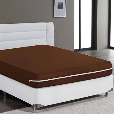 Imagem de Capa de Colchão Casal Queen Malha Gel Com Zíper Várias Estampas (4-MARROM)