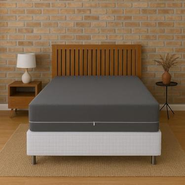 Imagem de Capa Protetora Colchão Casal Queen Com Zíper Malha Gel Luxo (1-CINZA)