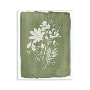 Imagem de Stupell Industries Arte de placa de parede verde oliva flores silvestres, design por Stephanie Ryan, 14 x 11