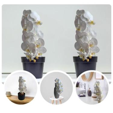 Imagem de Kit com 10 Hastes de Orquídea Branca Artificial 100X15 Perfeito para D