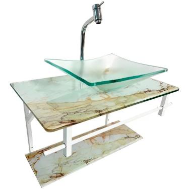 Imagem de Lavatório Rubi Mármore 64x60cm Calacata - 0198 - Dulluc Lavatório Rubi Mármore Calacata 64x60cm - 0198 - Dulluc