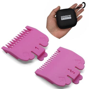Imagem de 2 peças de pentes guia de fixação para aparador de cabelo profissional, 1/40.6 cm, 1/20.3 cm, 1,5 mm, 3 mm, compatível com Wahl padrão de tamanhos completos Magic Clip Senior 8148 1919 (rosa)
