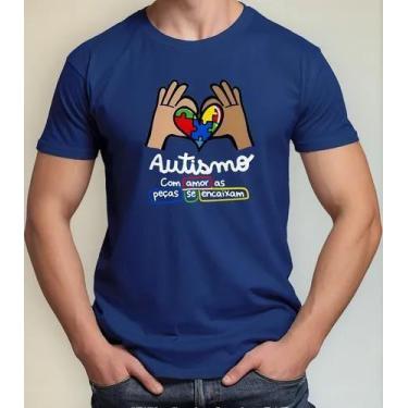 Imagem de Camiseta Camisa Adulto Feminina Masculina Algodão Campanha Abril Azul 