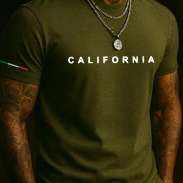 Imagem de Camiseta Masculina California Preta Manga Curta Gola Redonda Estampada