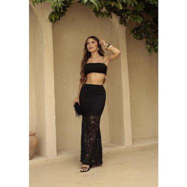 Imagem de Conjunto Festa Saia Longa e Top em Renda - luh may, Preto, M