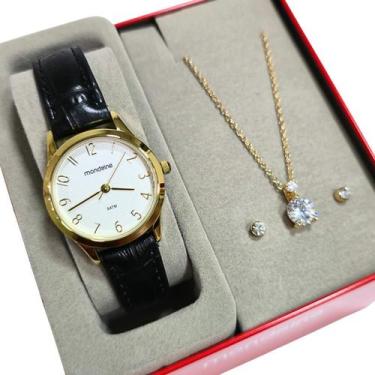 Imagem de Relógio Mondaine Feminino Analógico Kit Colar e Brincos 32794LPMKDH1K1