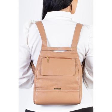 Imagem de Mochila pequena antifurto couro liso Susan-Feminino