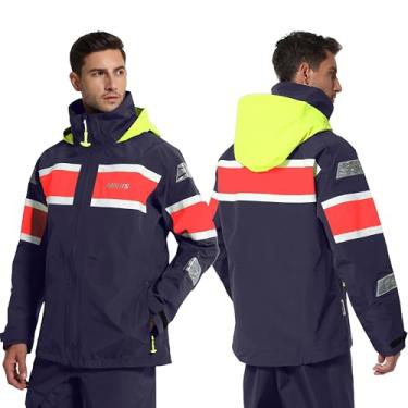 Imagem de Jaqueta de vela Navis Marine Coastal com calça de babador roupa de chuva para pesca e clima ruim, Azul marinho, Large (6',185lb~215lb)