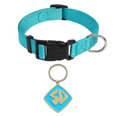 Imagem de Acessórios de fantasia de cachorro etiqueta SD de metal com coleira ajustável de nylon para cachorrinho azul pequeno, médio, grande, suprimentos engraçados para cosplay de animais de estimação G