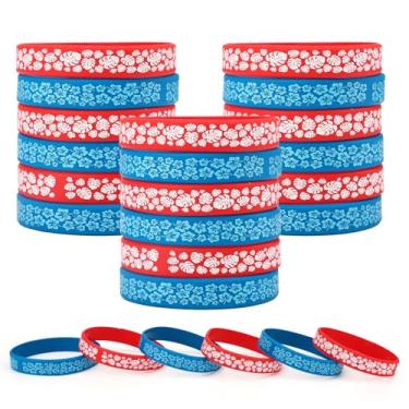 Imagem de 24 Pulseiras Silicone Anime, Fofas Tema Desenho Animado Havaiano Pulseiras com Estampa de Flores Artigos para Festas com Tema Vermelho e Azul para Chá de Bebé Aniversário