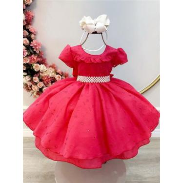 Imagem de Vestido Infantil Goiaba Laise com Babados Luxo para Festas - no-brand,