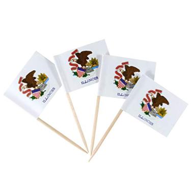 Imagem de JBCD Illinois Toothpick Flag Mini Small Illinois Cupcake Topper Flags (100 pcs)
