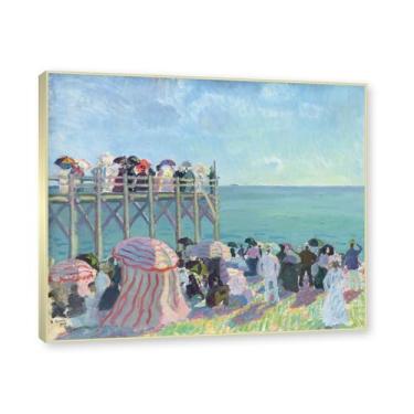 Imagem de NHLDZYH Moldura de champanhe. Impressões Raoul Dufy, (praias e cais), pôster de viagem vintage, arte impressionista, imagem de arte de parede em tela para decoração de casa. 40 x 48 cm - 15,7 x 18,9