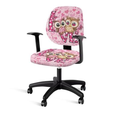 Imagem de GLENLCWE Capa para cadeira de escritório Love Owl lavável para computador e escritório, 2 peças, acessórios de mesa