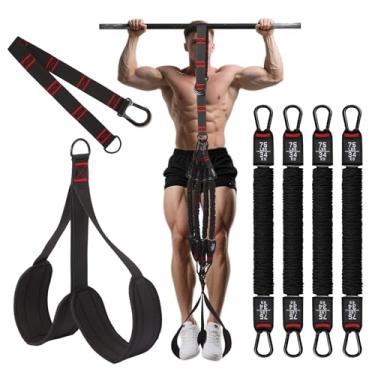 Imagem de Bandas de assistência para puxar para cima, faixa de treino resistente, com descanso para os pés, 4 faixas de apoio para puxar para cima, alongamento do corpo, fitness em casa