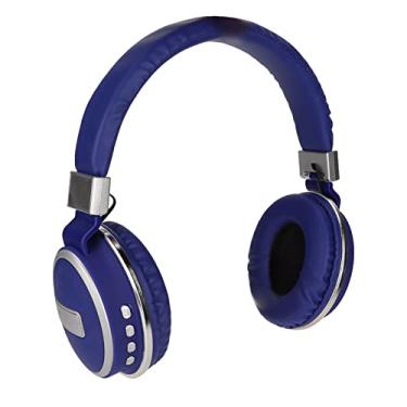 Imagem de Zopsc Fone de Ouvido LX-510BT Bluetooth 4.2, Fones de Ouvido Sem Fio Dobráveis ​​com Protetores de Couro, Qualidade de Som Nítida, Suporte para Cartão de Memória, para Reprodução (Azul)